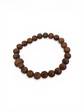 Ryze Mushroom Wooden Bead Stretch Bracelet in Brown